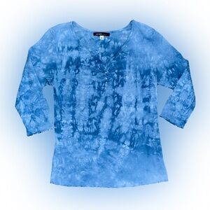 VTG 90’S XCIT MODA BLUE EMBELLISHED LONG-SLEEVE TOP // SIZE MEDIUM 🩵